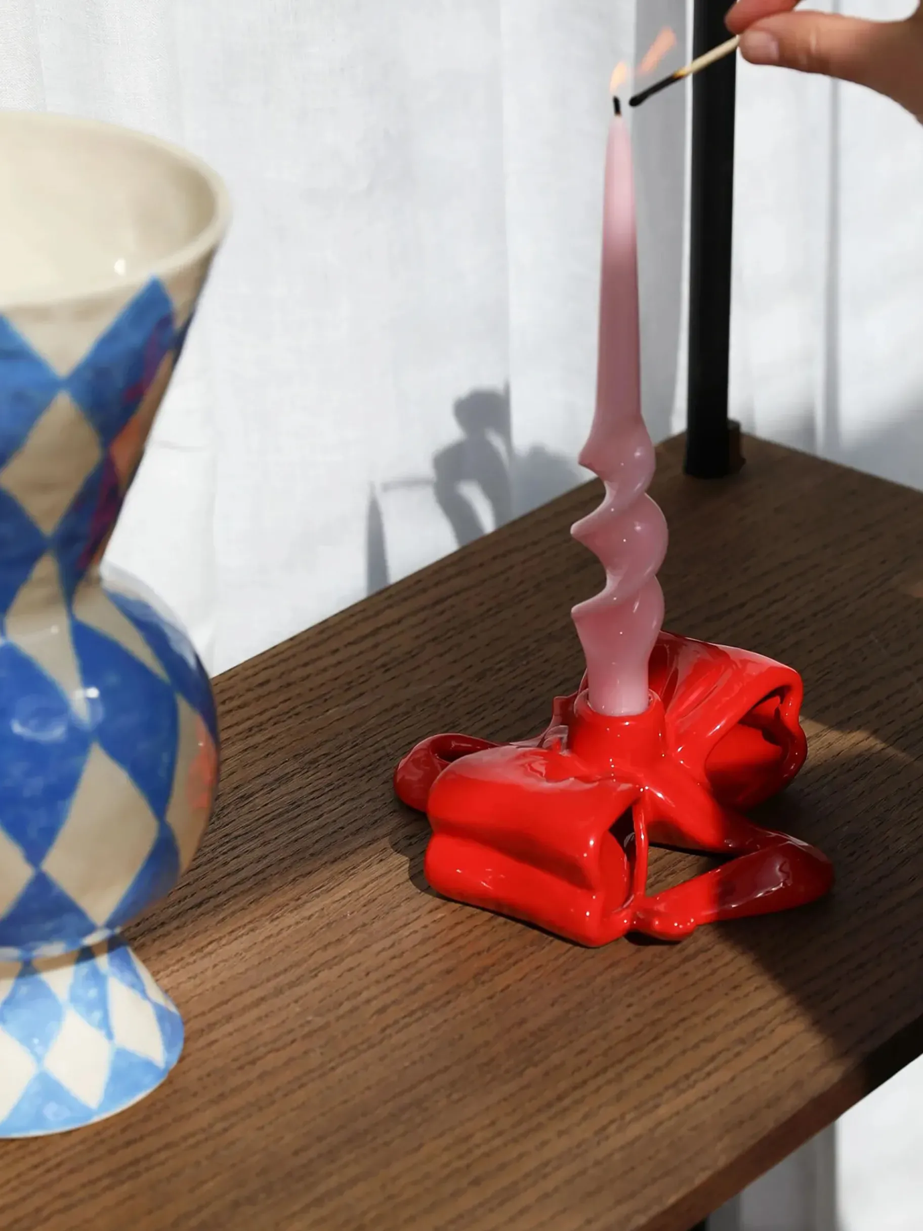 BENSIMON Bougies<Bougeoir noeud - &klevering ROUGE