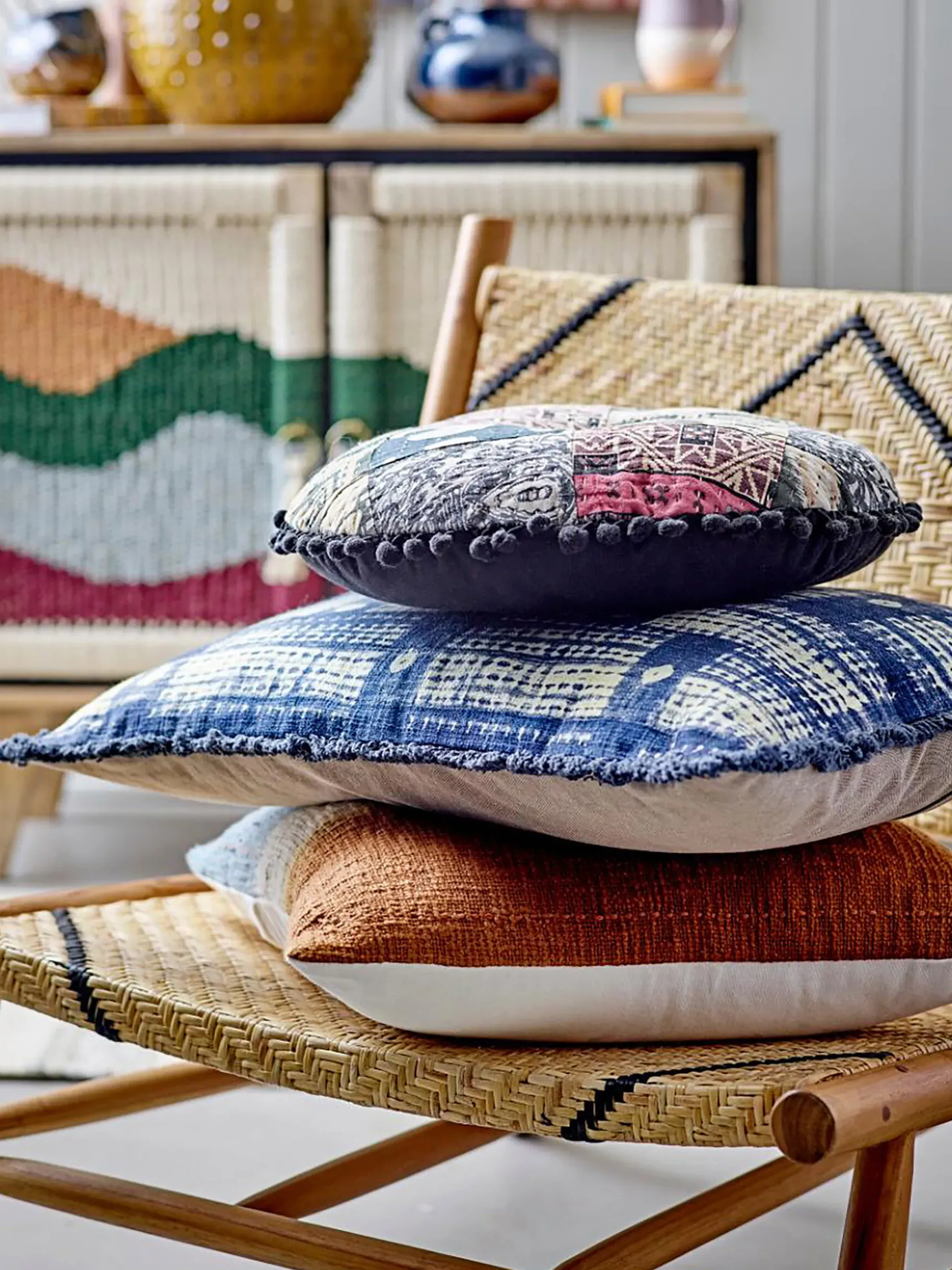 BENSIMON Coussins<Coussin degrade bleu roux 45x45 - bloomingville MULTICOLORE