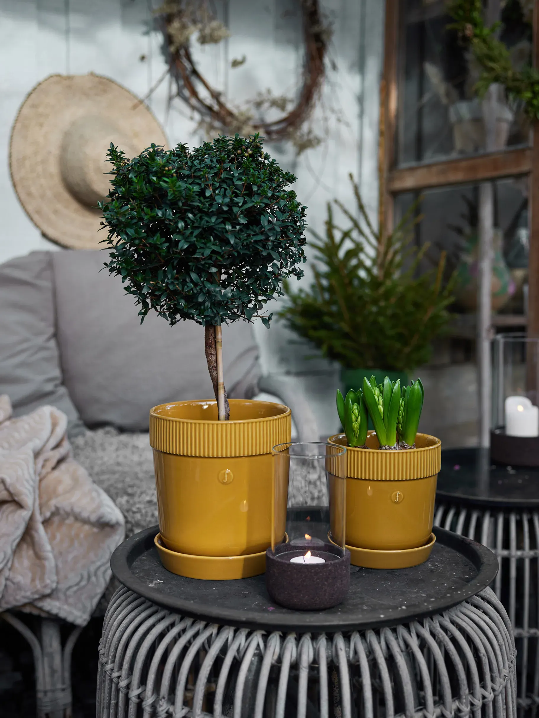 BENSIMON Vases|Objets Décoratifs<Pot plante m gres gres 17x19cm ... MOUTARDE