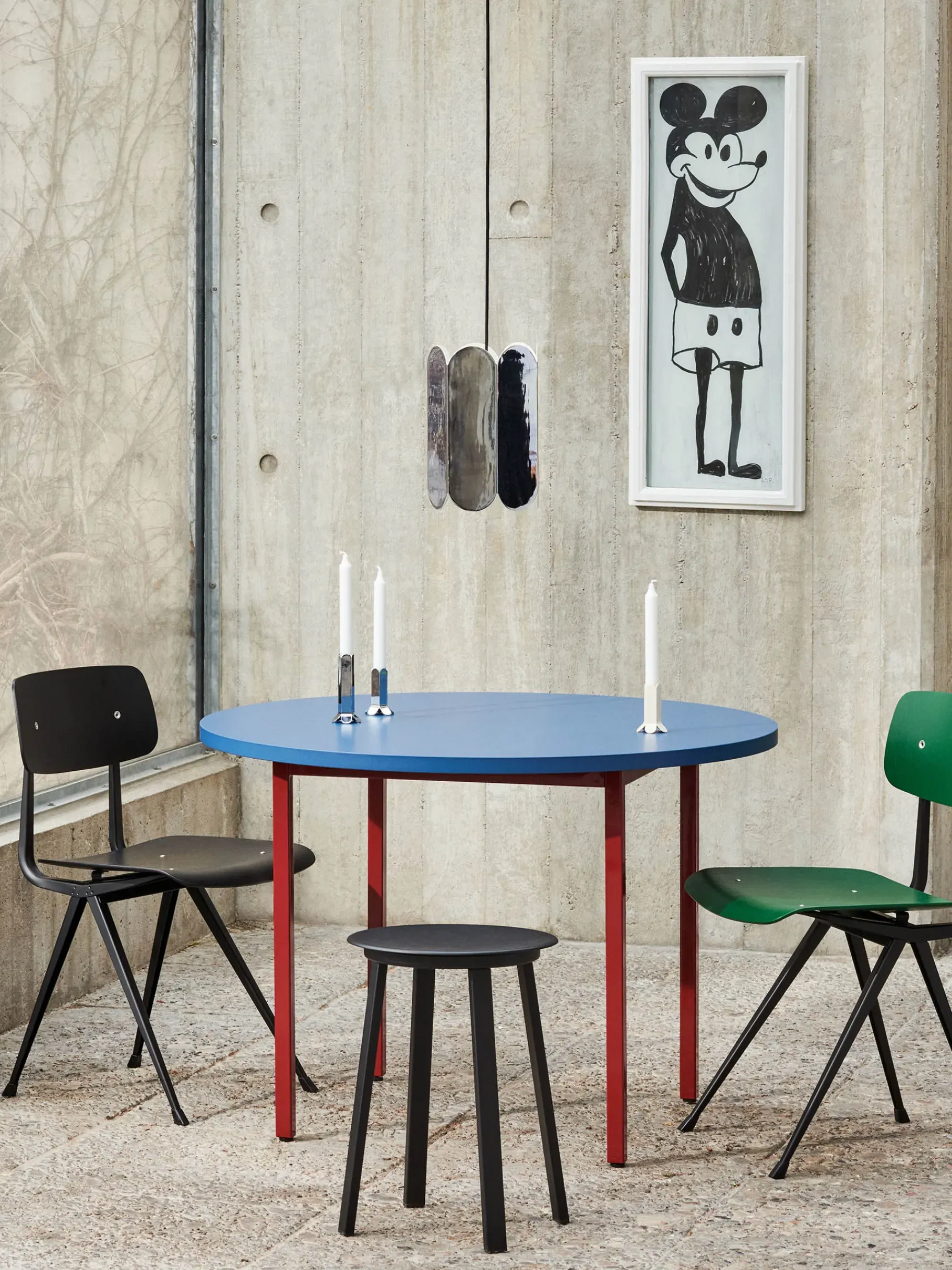 BENSIMON Tables & Consoles<Table ronde two-colour muller van severen bleu pied bordeaux d105cm - hay #ffffff