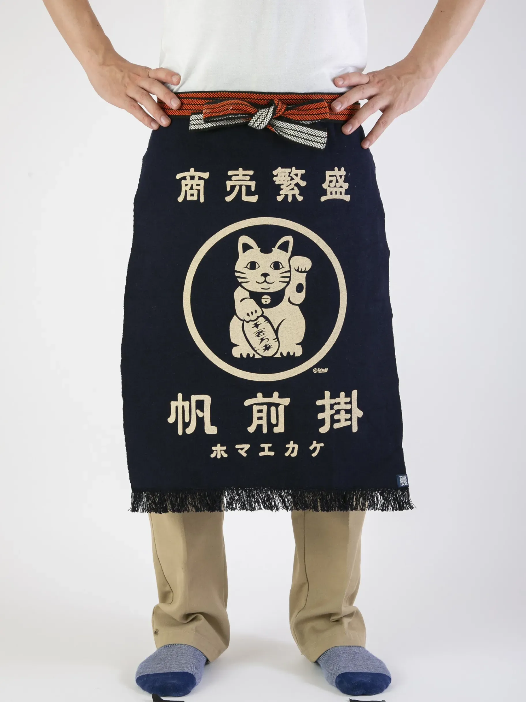 BENSIMON Linge De Maison<Tablier de cuisine japonais maekake lucky cat - anything MARINE