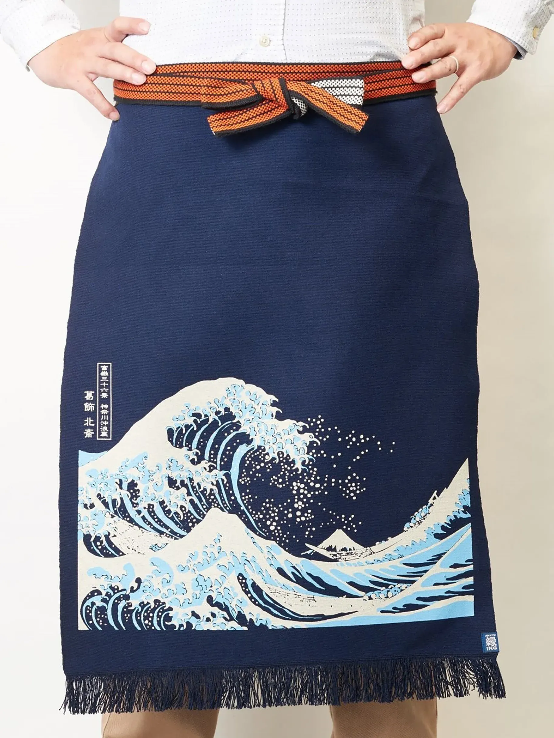 BENSIMON Linge De Maison<Tablier de cuisine japonais maekake great wave - anything MARINE
