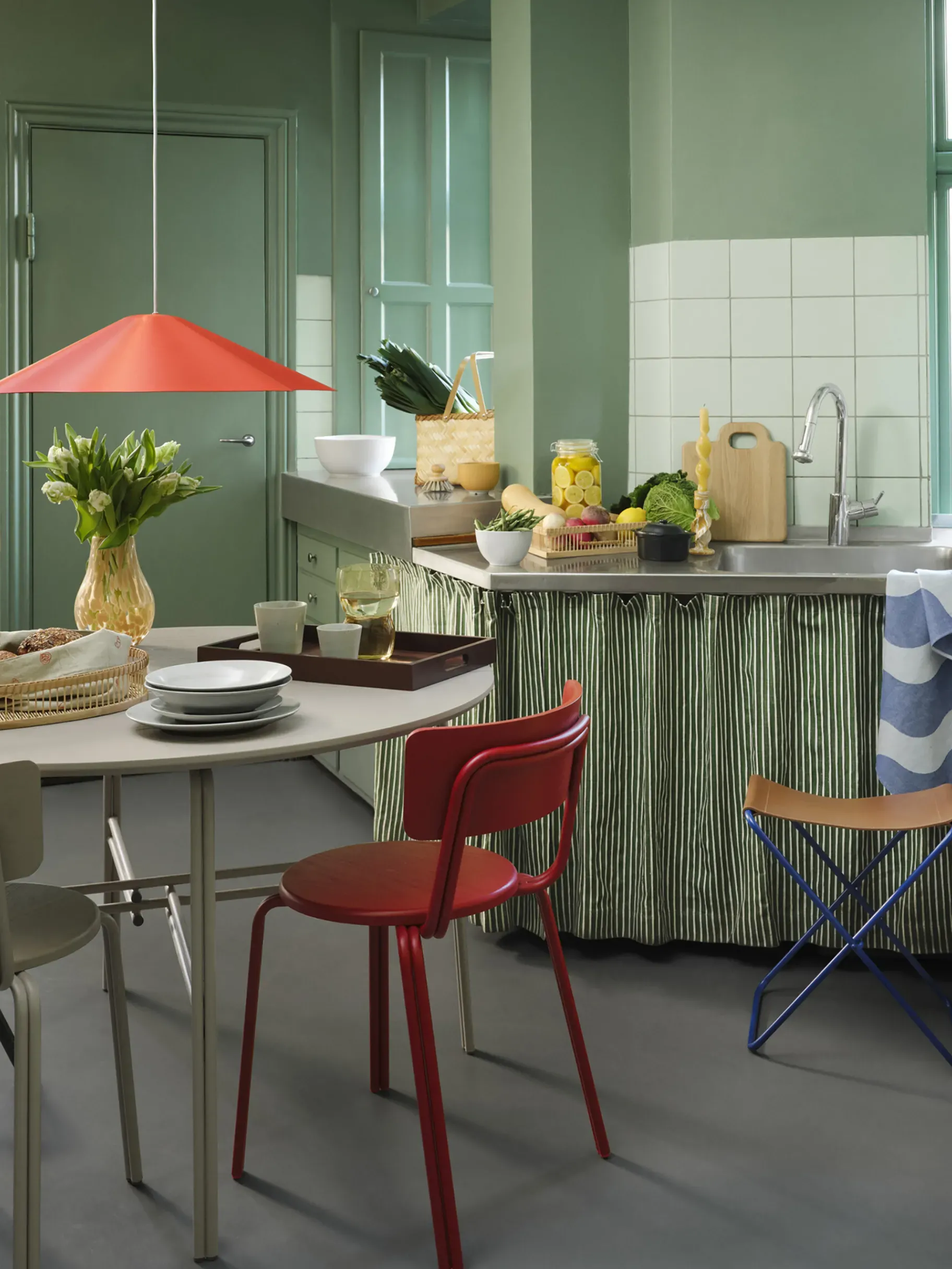 BENSIMON Chaises, Bancs & Tabourets<Tabouret pliable nola cuir acier - broste copenhagen BLEU